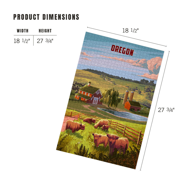 Oregon, Painterly, Highland Cow, 1000 Piece Jigsaw Puzzle