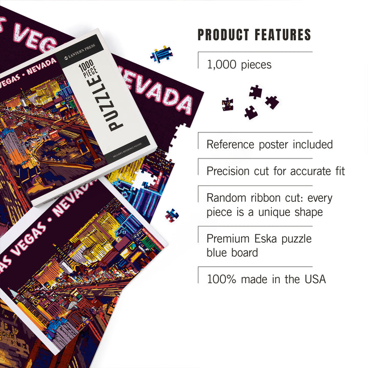 Las Vegas, Nevada, View of Strip at Night, 1000 Piece Jigsaw Puzzle