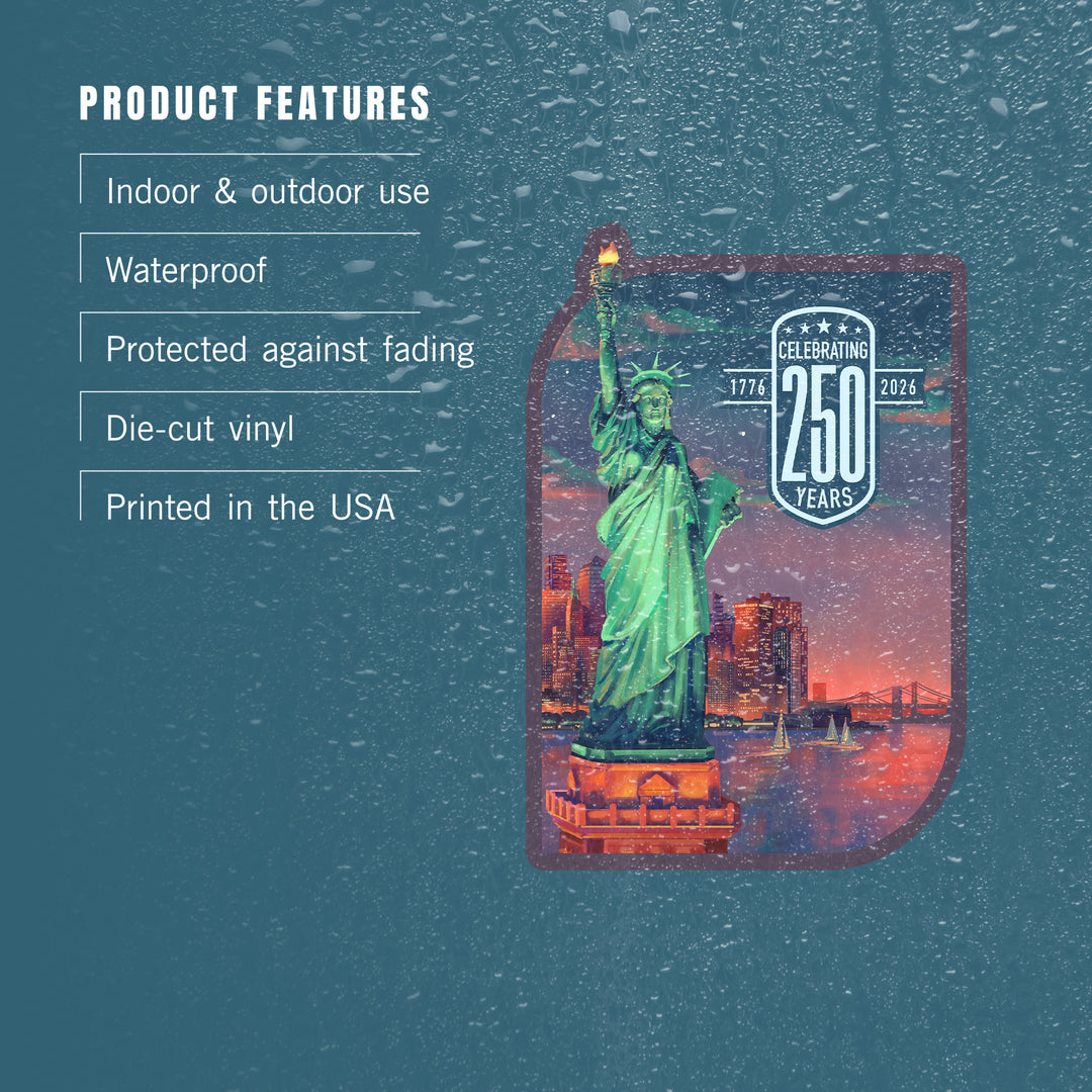USA 250th Anniversary, Oil Painting, Sunset Statue of Liberty, Vinyl Sticker