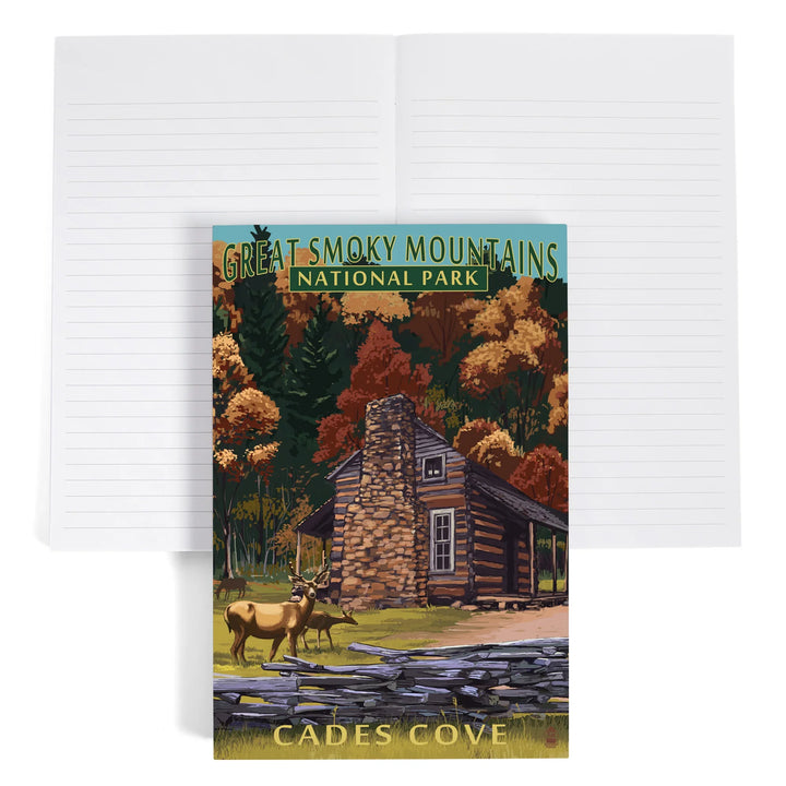 Lined 6x9 Journal, Great Smoky Mountains National Park, Tennessee, Cades Cove and John Oliver Cabin Press, Lay Flat, 193 Pages, FSC paper
