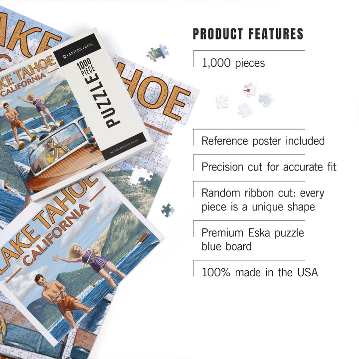 Lake Tahoe, California, Water Skiing Scene, Jigsaw Puzzle