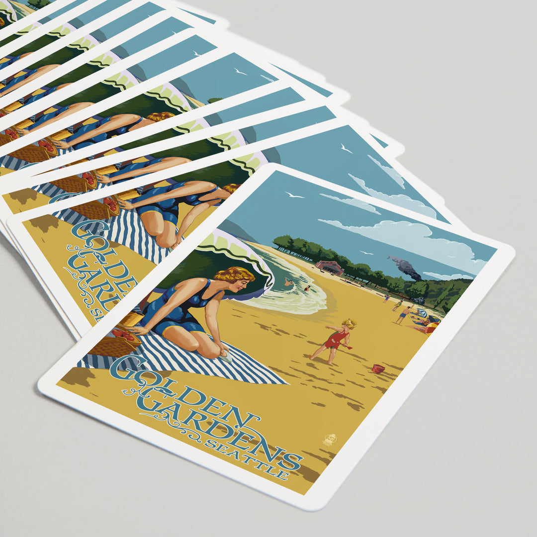 Playing Cards, Ballard, Seattle, Washington, Golden Gardens Beach Scene, 52 Card Deck with Jokers in Box, Unique Art