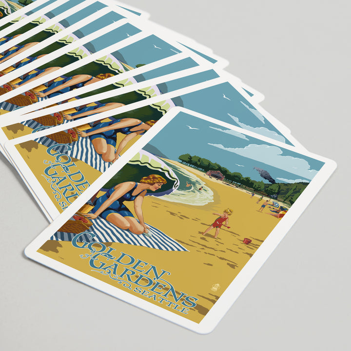 Playing Cards, Ballard, Seattle, Washington, Golden Gardens Beach Scene, 52 Card Deck with Jokers in Box, Unique Art