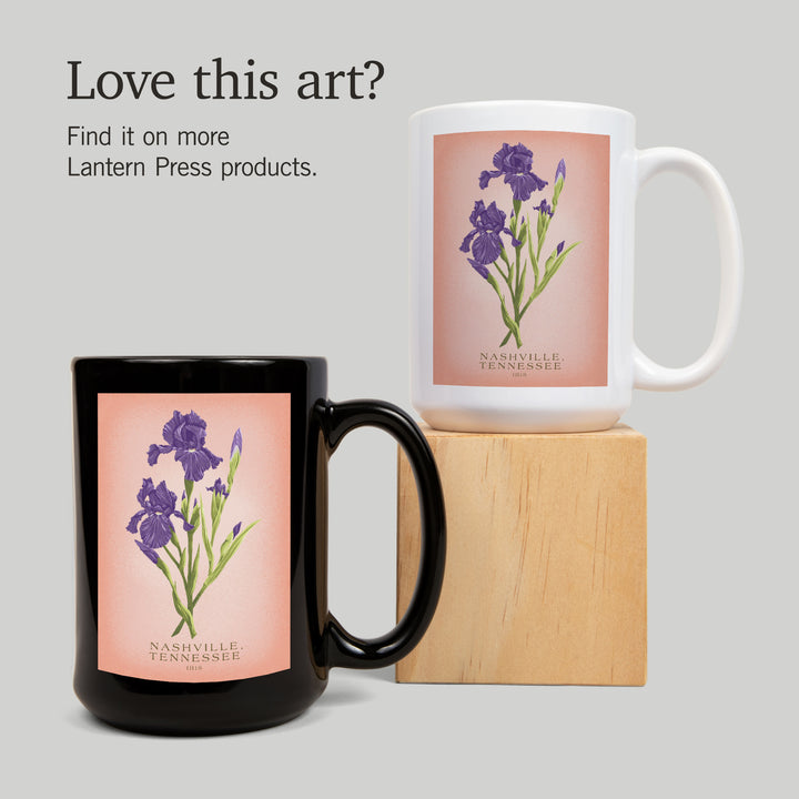 Nashville, Tennessee, Vintage Flora, State Series, Iris, Ceramic Mug
