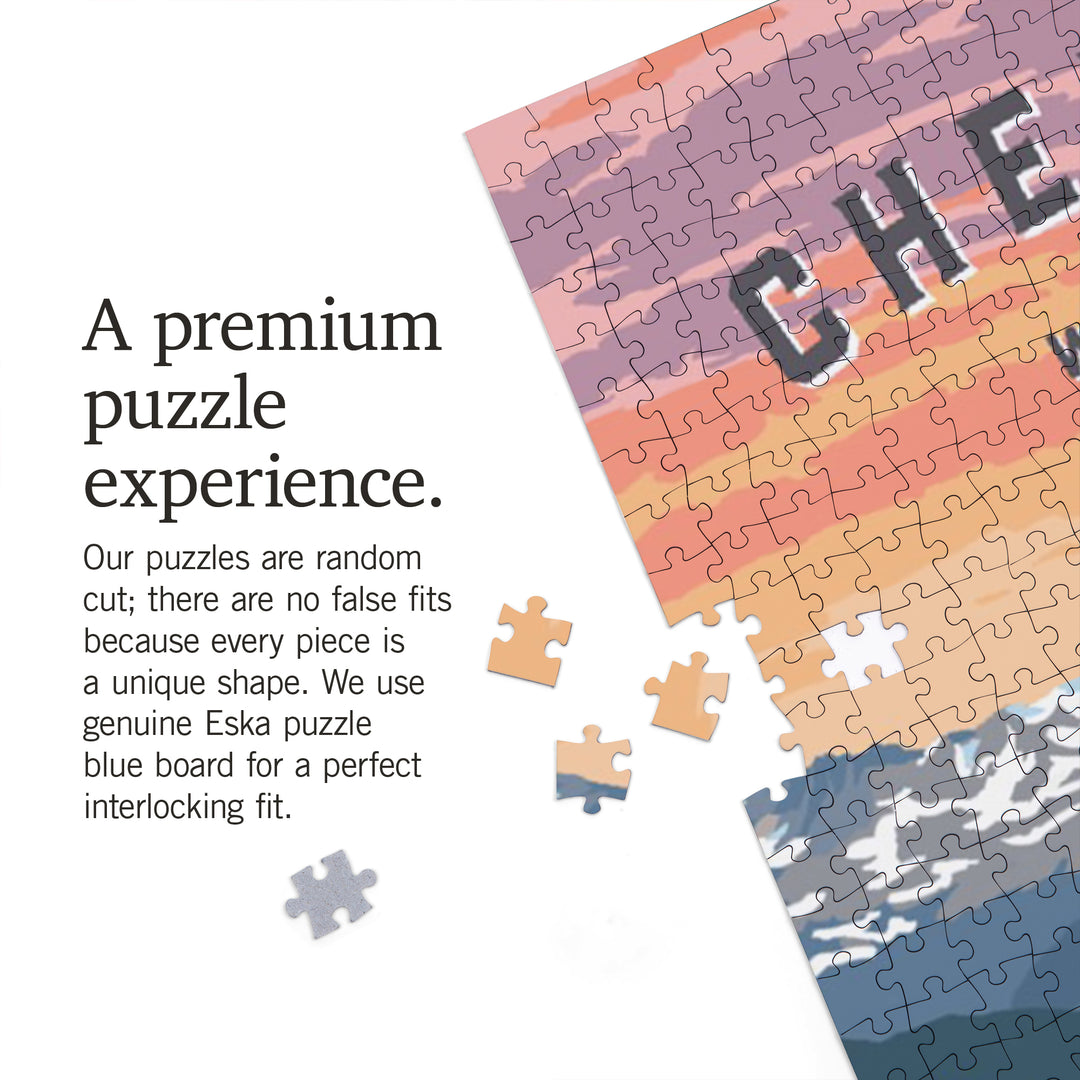 Chewelah, Washington, Painterly, Bear and Spring Flowers, 1000 Piece Jigsaw Puzzle