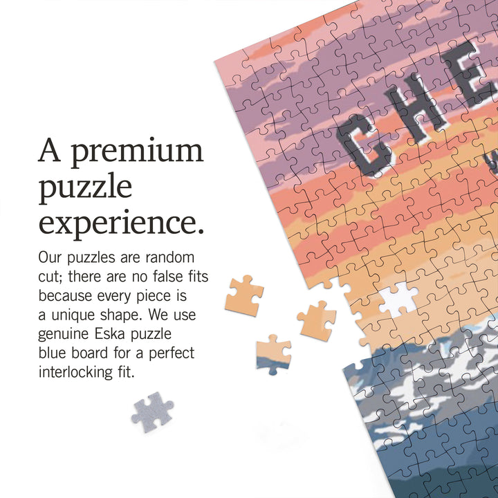 Chewelah, Washington, Painterly, Bear and Spring Flowers, 1000 Piece Jigsaw Puzzle