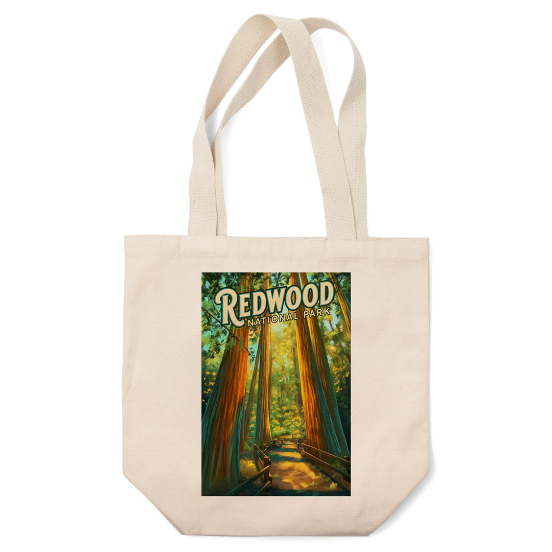 Redwood National Park, California, Oil Painting, Tote Bag