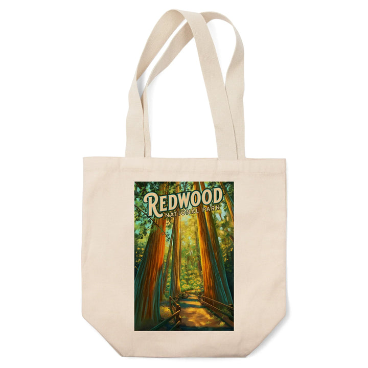Redwood National Park, California, Oil Painting, Tote Bag