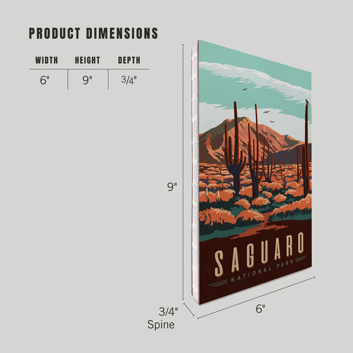 Lined 6x9 Journal, Saguaro National Park, Desert Scene with Cactus, Lay Flat, 193 Pages, FSC paper