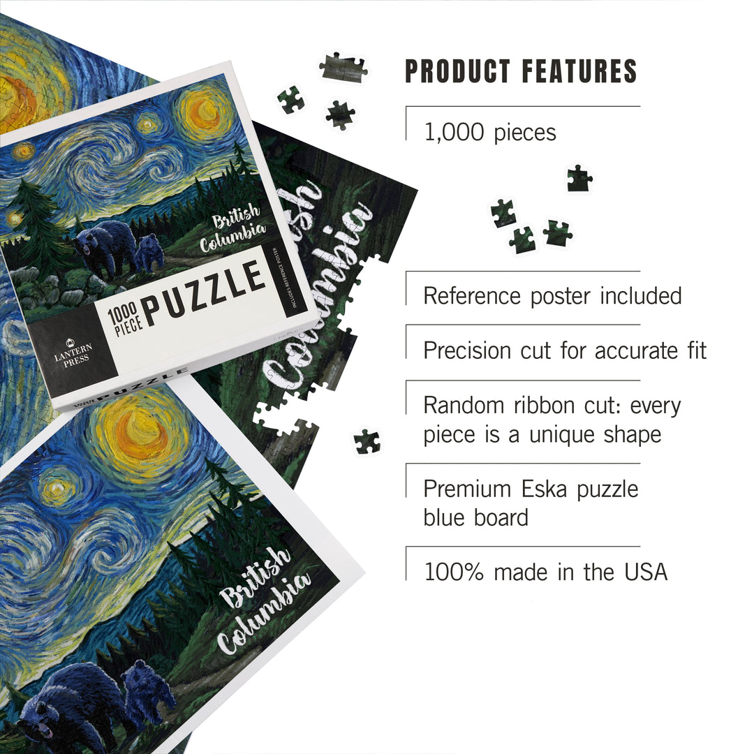 British Columbia, Starry Night, Bear and Cub, Jigsaw Puzzle
