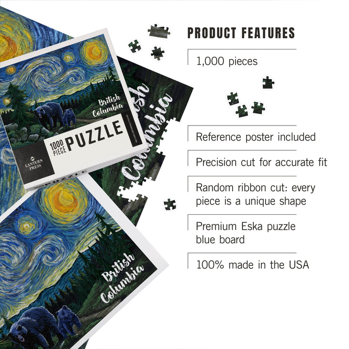 British Columbia, Starry Night, Bear and Cub, Jigsaw Puzzle