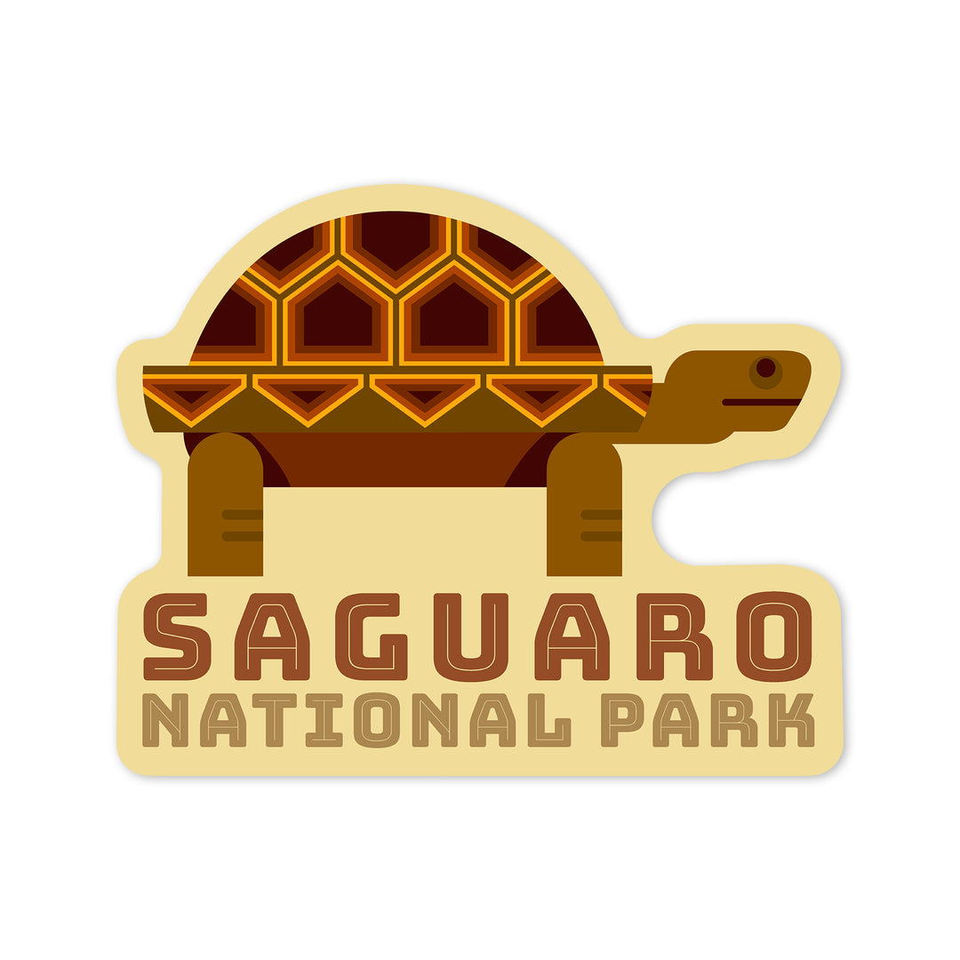 Saguaro National Park, Arizona, Tortoise, Geometric, Contour, Lantern Press Artwork, Vinyl Sticker