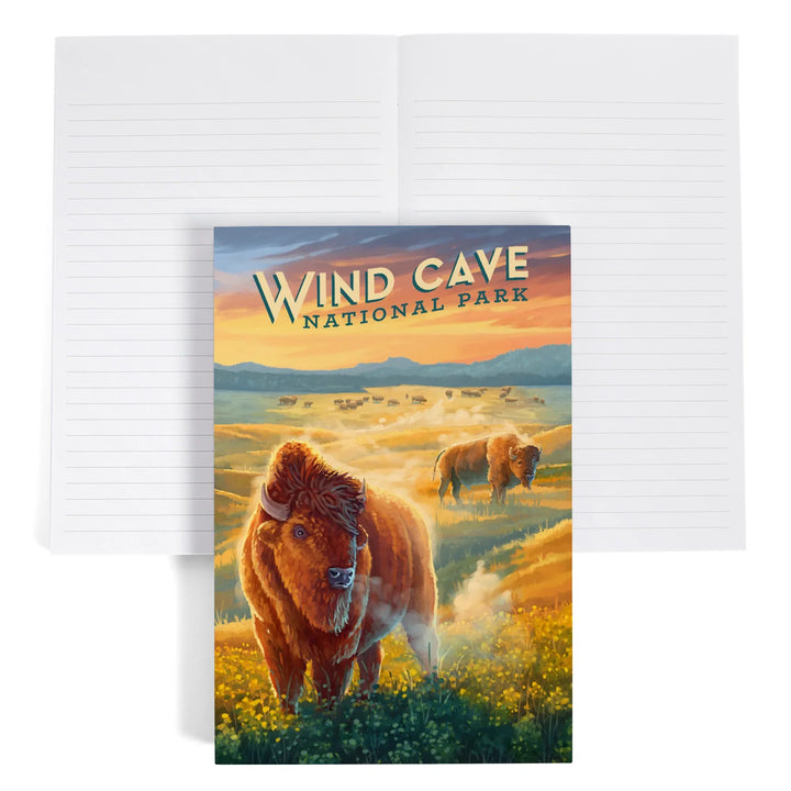 Lined 6x9 Journal, Wind Cave National Park, South Dakota, Oil Painting, Lay Flat, 193 Pages, FSC paper