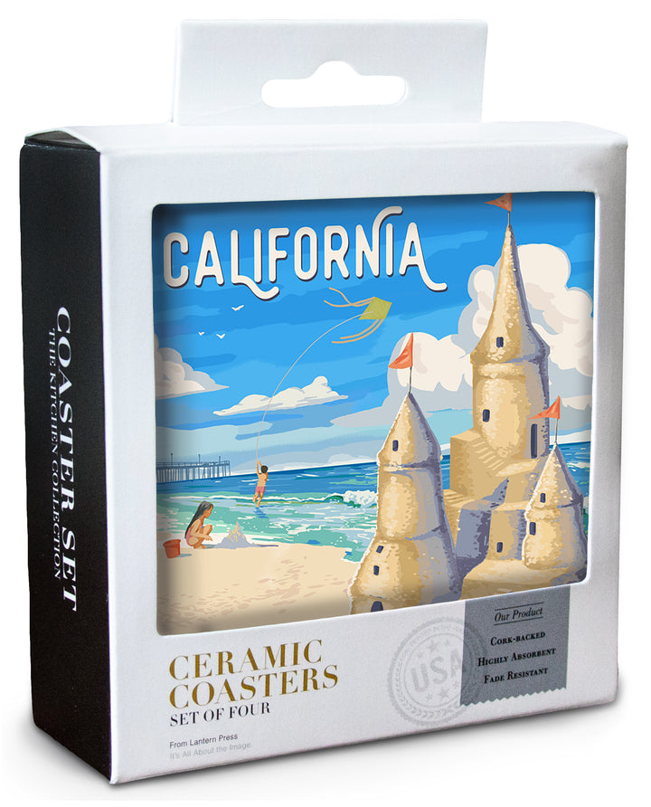 California, Painterly, Soak Up Summer, Sand Castle, Coaster Set