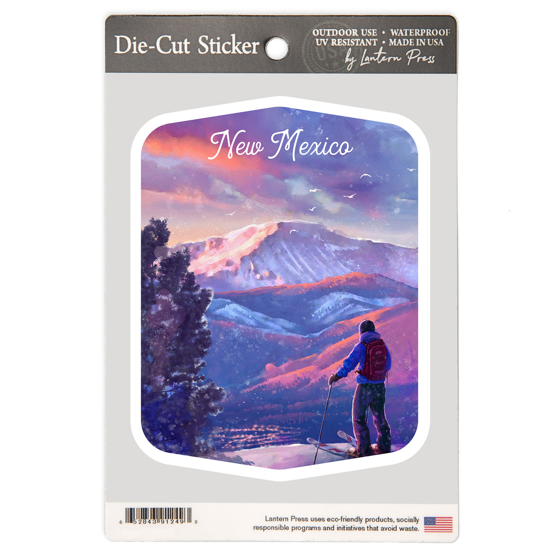 New Mexico, Watercolor Study, Purple Skies, Ski View, Vinyl Sticker