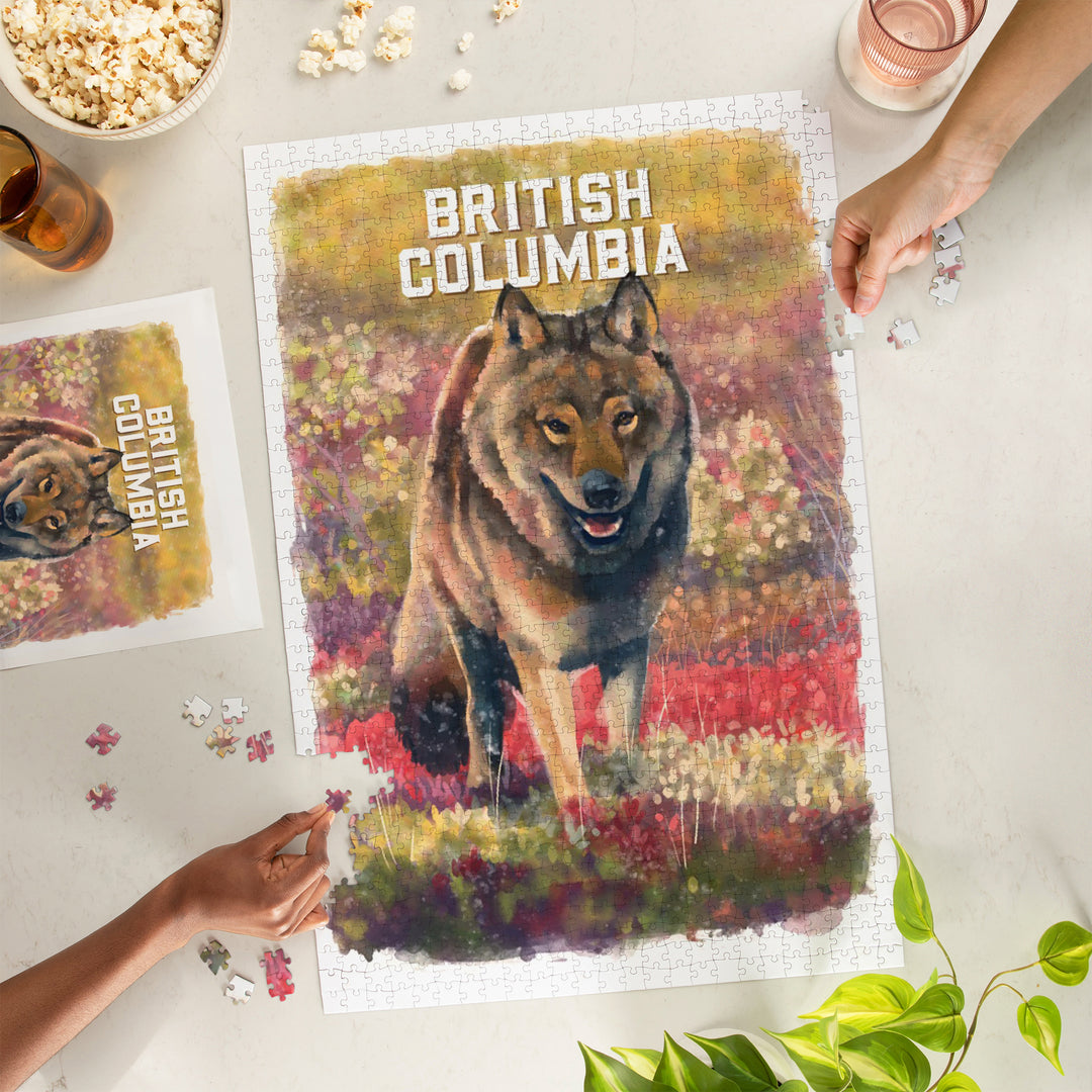 British Columbia, Watercolor Study, Gray Wolf, 1000 Piece Jigsaw Puzzle