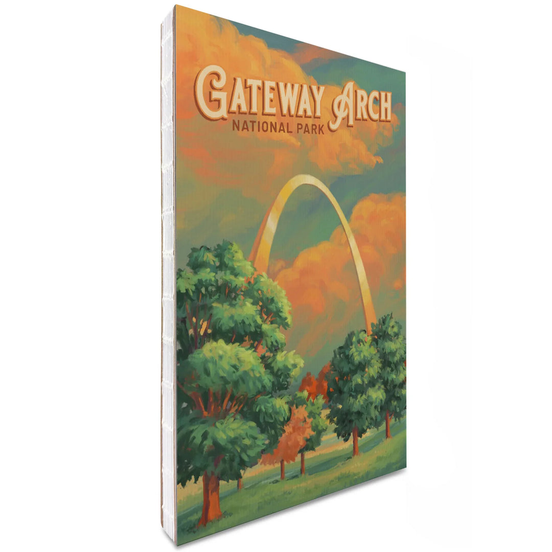 Lined 6x9 Journal, Gateway Arch National Park, Missouri, Oil Painting, Lay Flat, 193 Pages, FSC paper