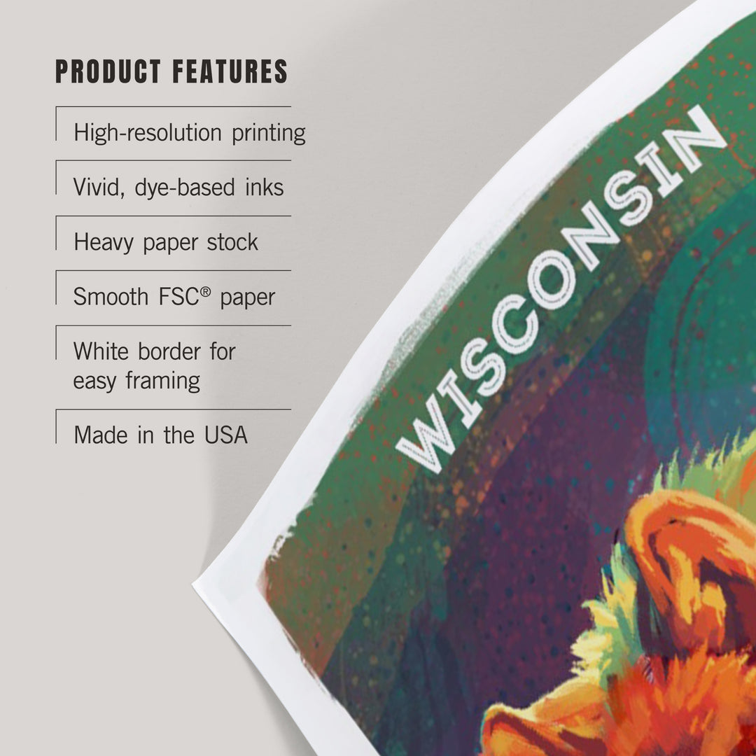 Wisconsin, Vivid, Gray Wolf, Art & Giclee Prints