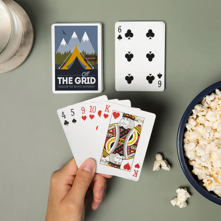 Playing Cards, Discover the Pacific Northwest, Off the Grid, Tent, 52 Card Deck with Jokers in Box, Unique Art