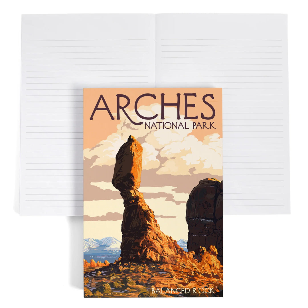 Lined 6x9 Journal, Arches National Park, Utah, Balanced Rock, Lay Flat, 193 Pages, FSC paper