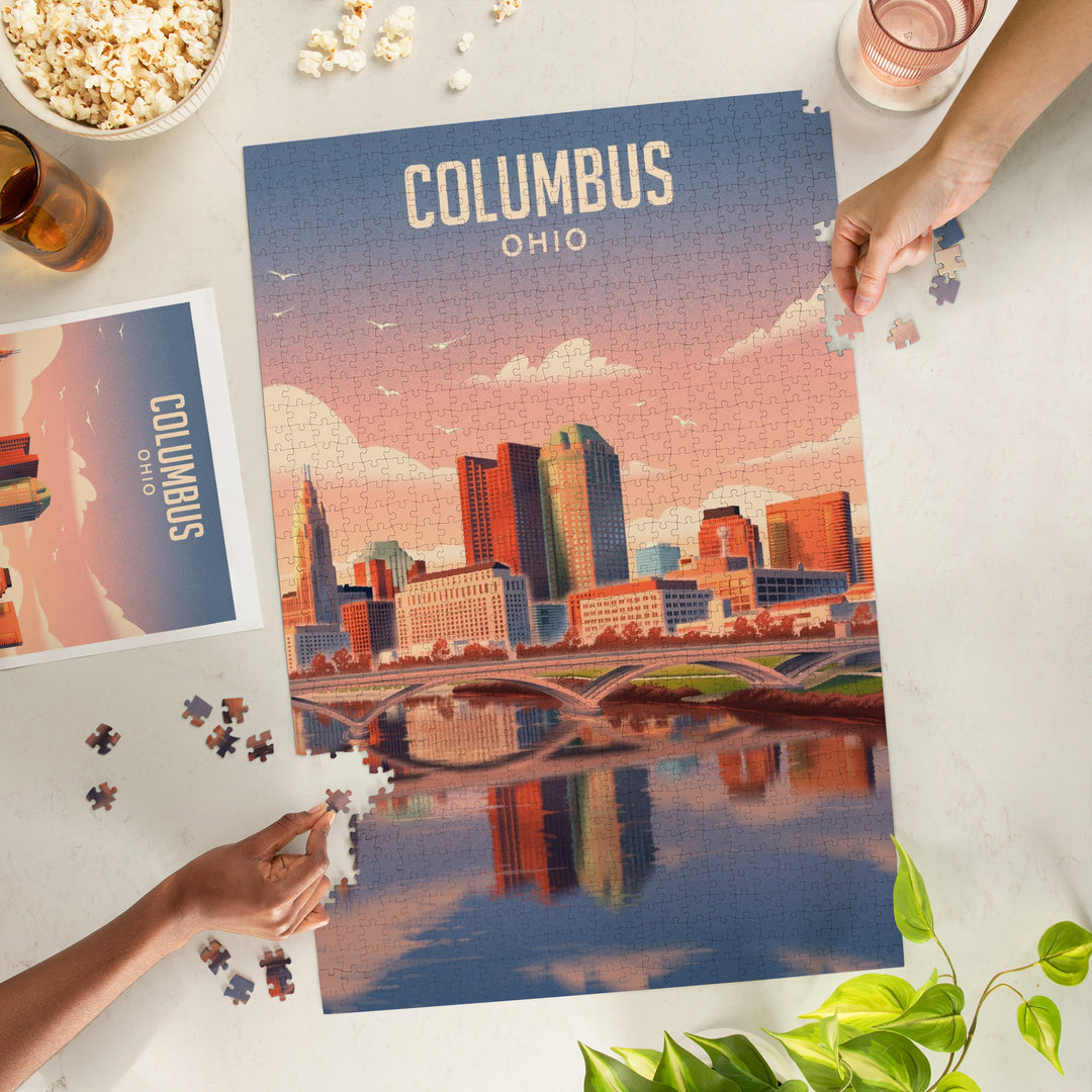 Columbus, Ohio, Lithograph City Series, 1000 Piece Jigsaw Puzzle