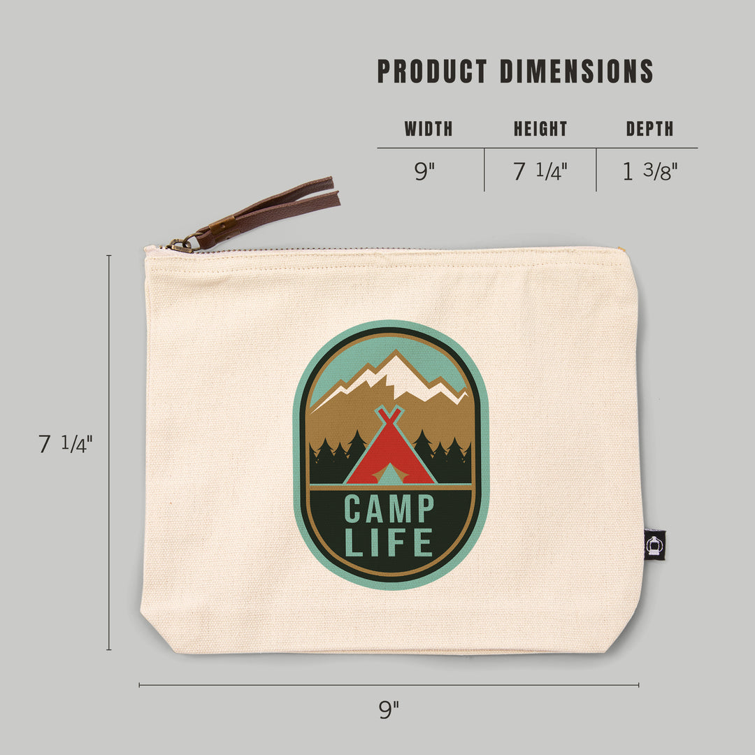 Camp Life, Tent & Mountains, Contour, Lantern Press Artwork, Accessory Go Bag