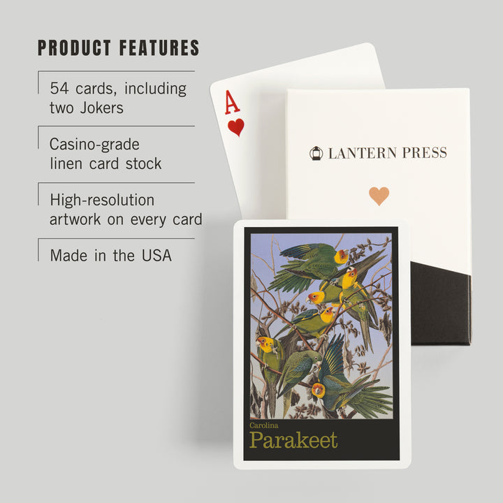 Playing Cards, Audubon Birds of North America, Parakeet, 52 Card Deck with Jokers in Box, Unique Art
