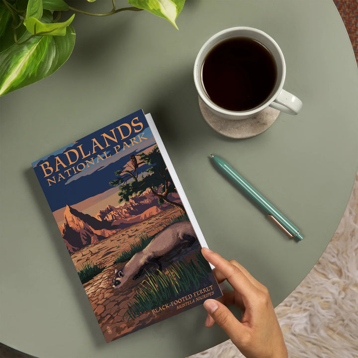 Lined 6x9 Journal, Badlands National Park, South Dakota, Ferret at Night, Lay Flat, 193 Pages, FSC paper