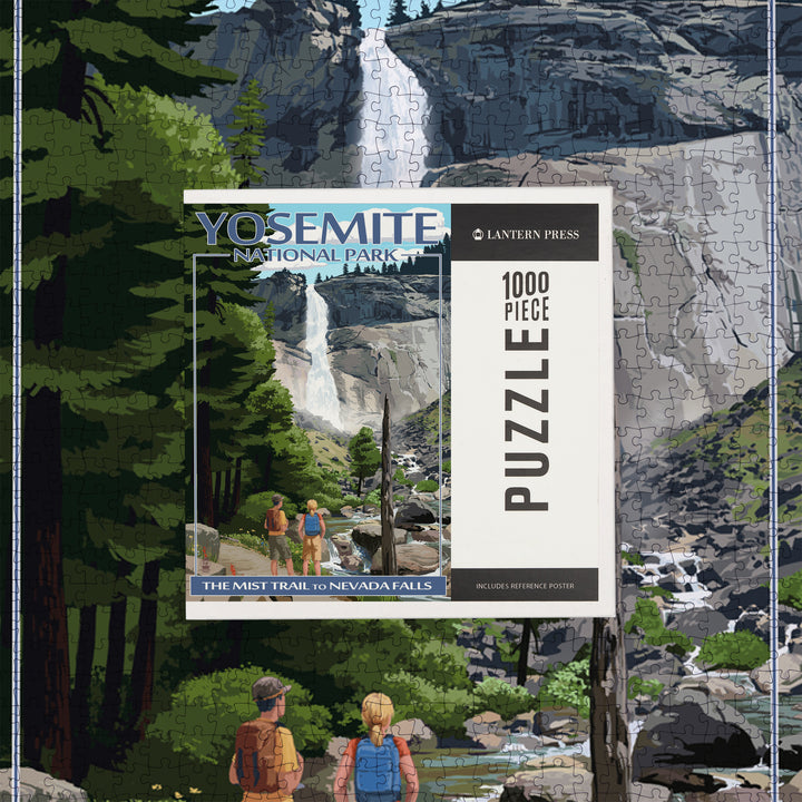 Yosemite National Park, California, Painterly, The Mist Trail, Jigsaw Puzzle