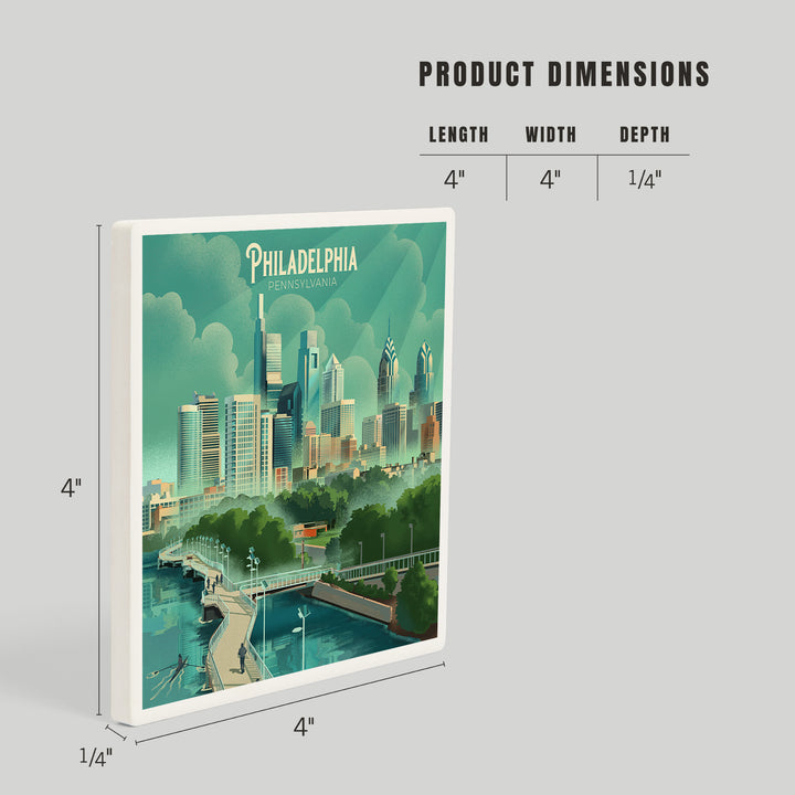 Philadelphia, Pennsylvania, Lithograph, City Series, Coasters