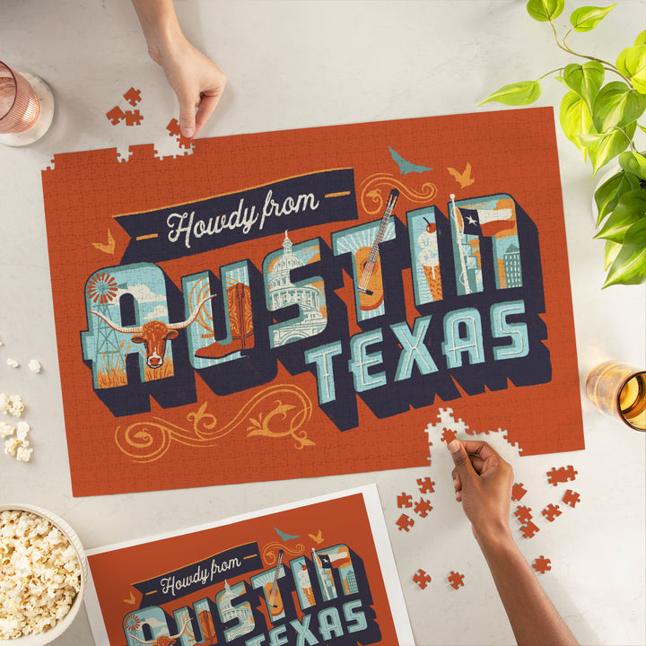 Austin, Texas, Typography Mural, City Series, 1000 Piece Jigsaw Puzzle