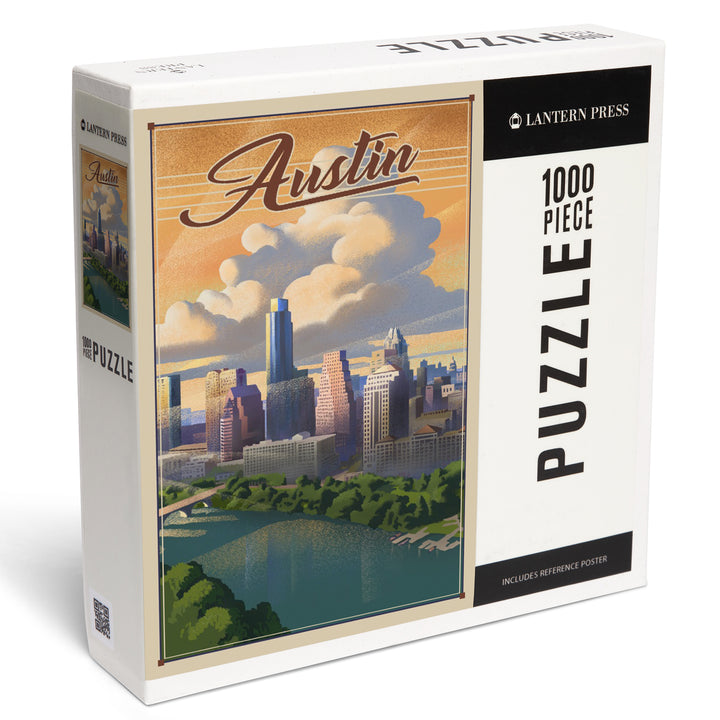Austin, Texas, Lithograph, City Series, Jigsaw Puzzle