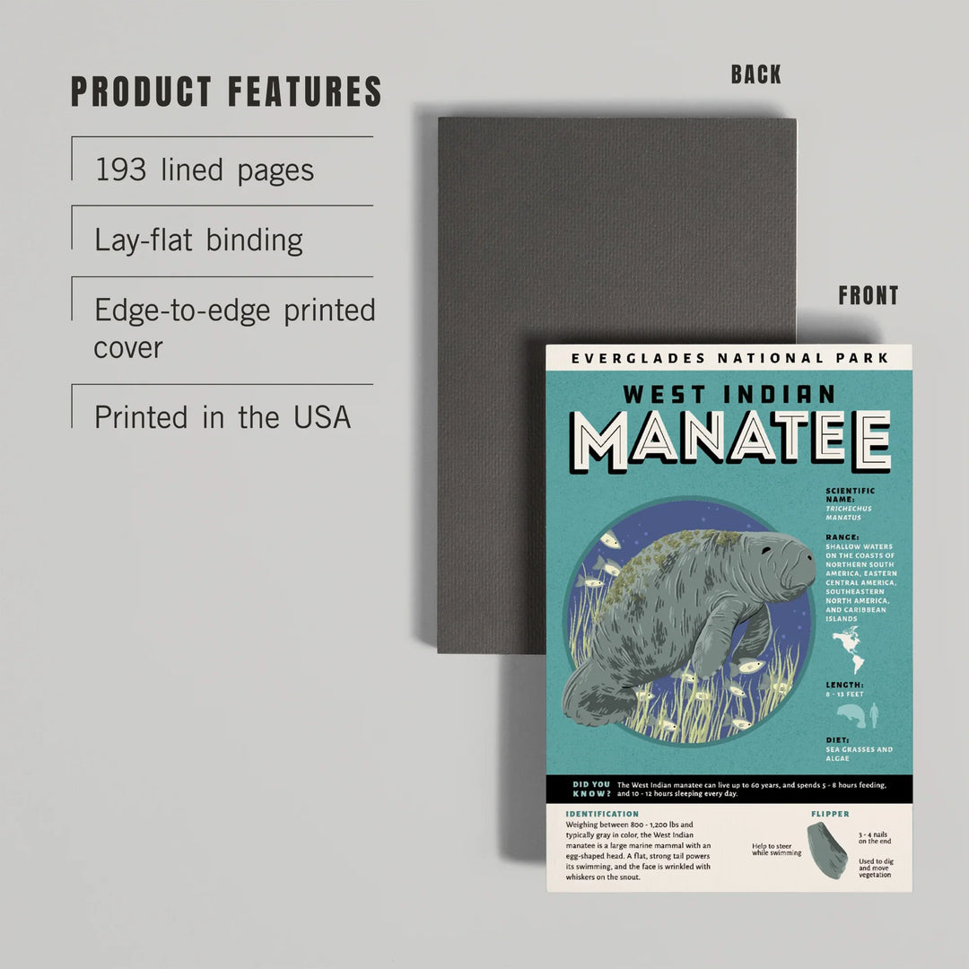 Lined 6x9 Journal, Everglades National Park, Facts About Manatees, Lay Flat, 193 Pages, FSC paper