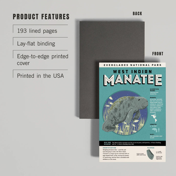 Lined 6x9 Journal, Everglades National Park, Facts About Manatees, Lay Flat, 193 Pages, FSC paper