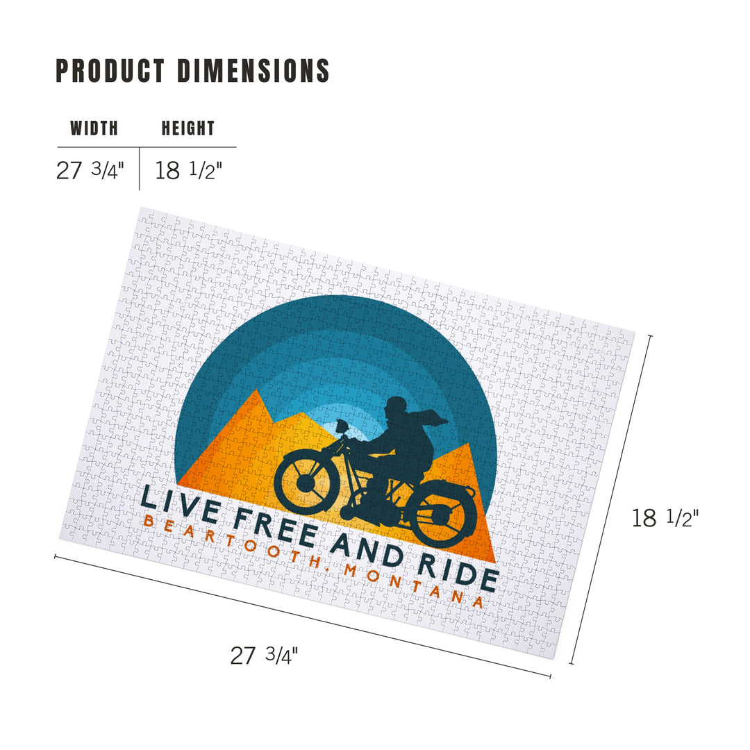Beartooth, Montana, Live Free and Ride, Motorcycle, 1000 Piece Jigsaw Puzzle