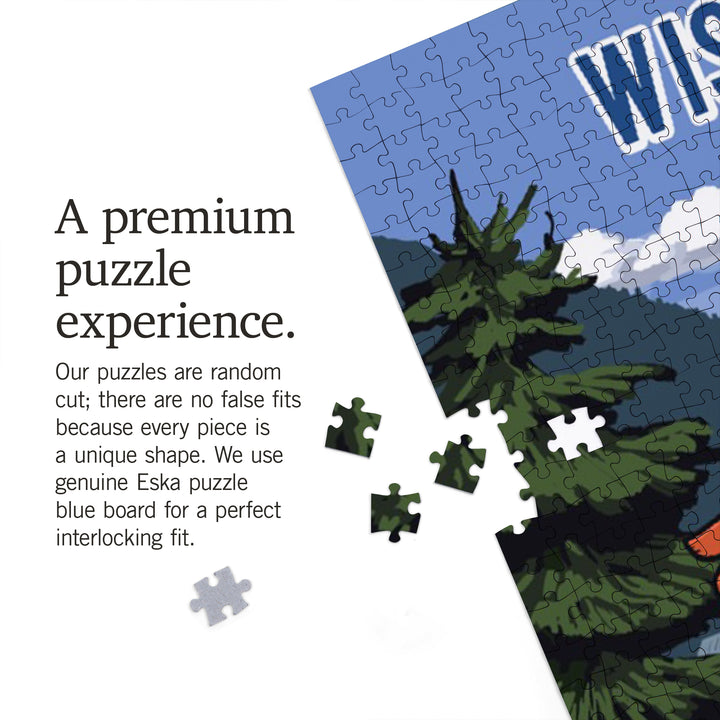 Wisconsin, Signpost, Lake and Bear, Jigsaw Puzzle