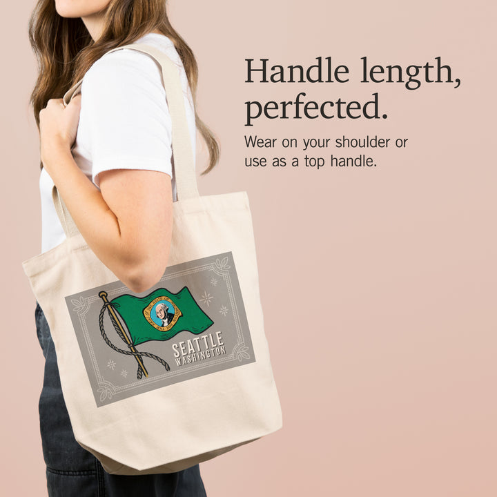 Seattle, WA, Waving State Flag, State Series, Tote Bag