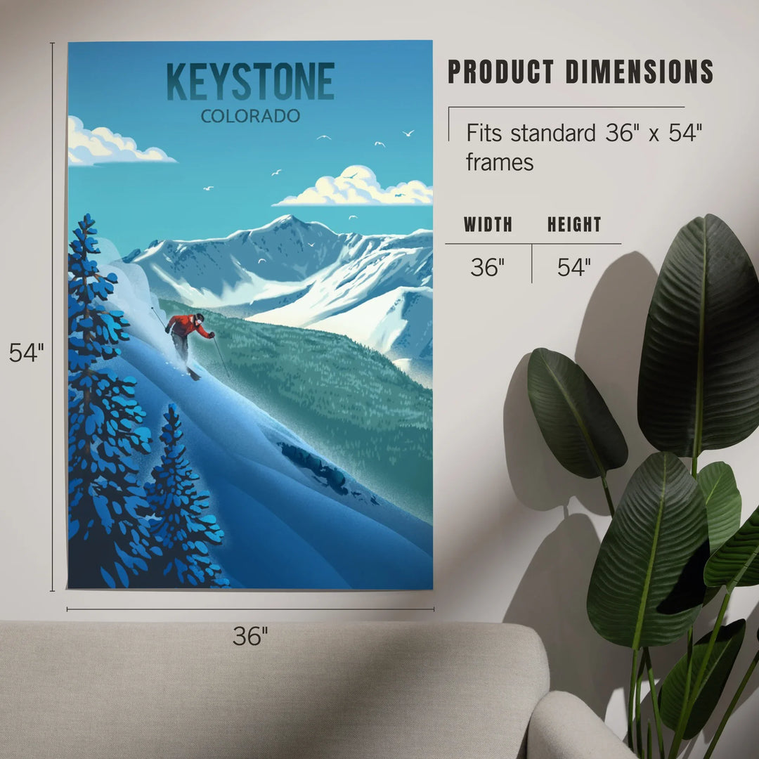 Keystone, Colorado, Lithograph, Downhill Skier, Art & Giclee Prints
