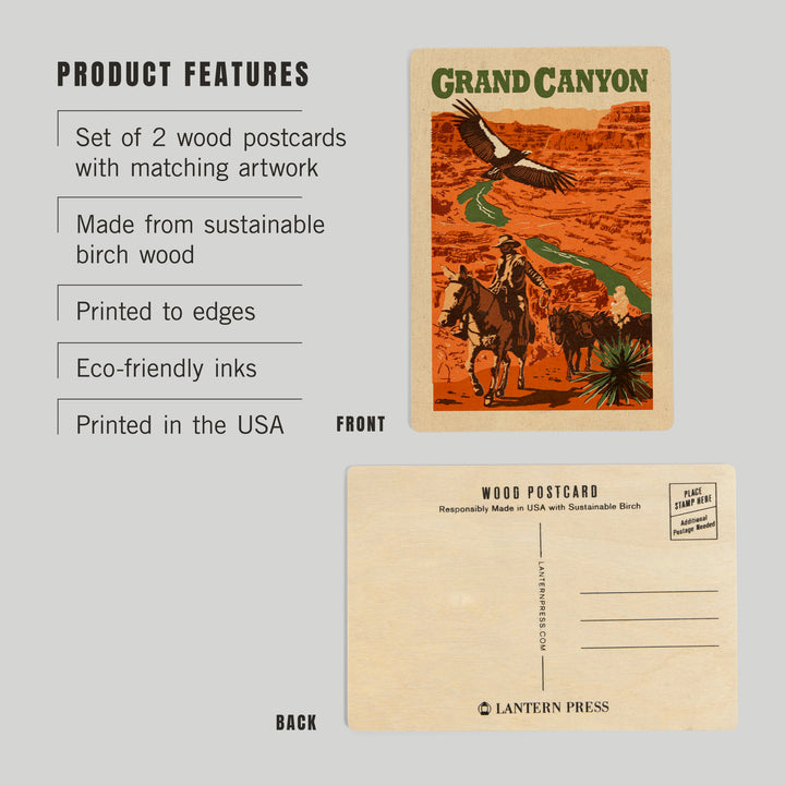 Grand Canyon National Park, Arizona, Woodblock, Wood Sign and Postcards