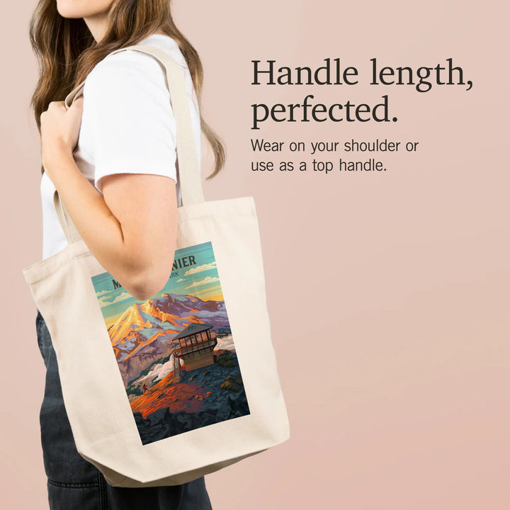 Mt Rainier National Park, Washington, Painterly, Mount Fremont Lookout, Tote Bag