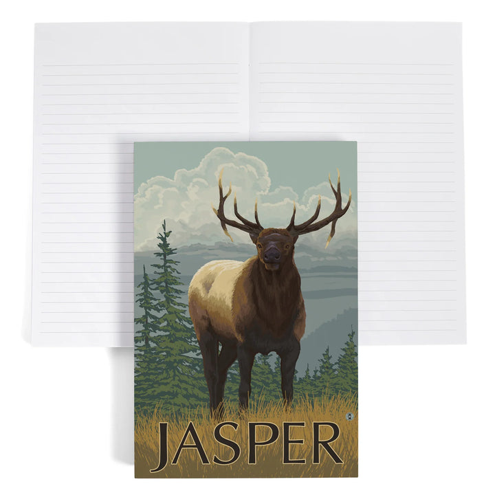 Lined 6x9 Journal, Jasper National Park, Canada, Elk Scene, Lay Flat, 193 Pages, FSC paper