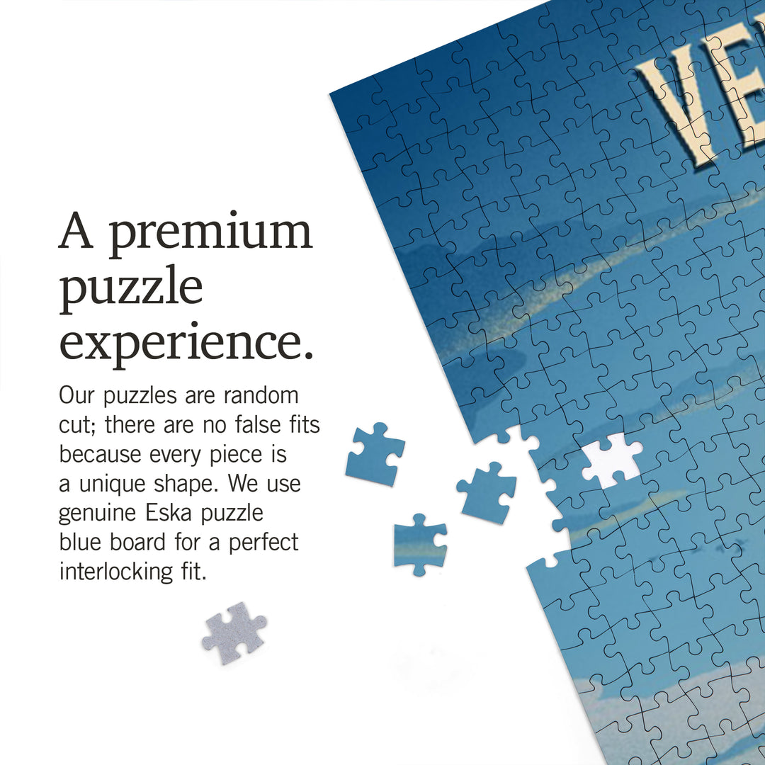 Vermont, Lithograph, Chairlift, 1000 Piece Jigsaw Puzzle