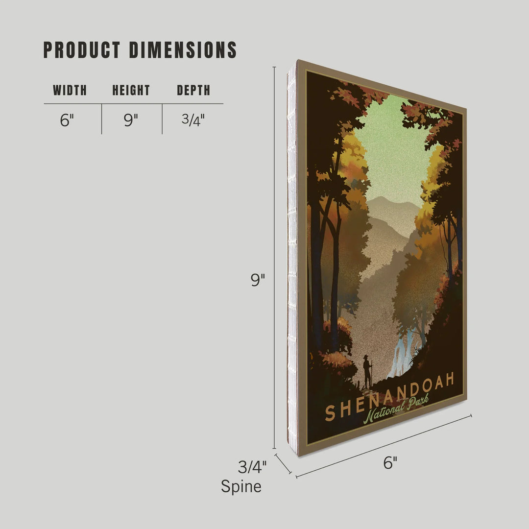 Lined 6x9 Journal, Shenandoah National Park, Falls, Lithograph, Lay Flat, 193 Pages, FSC paper