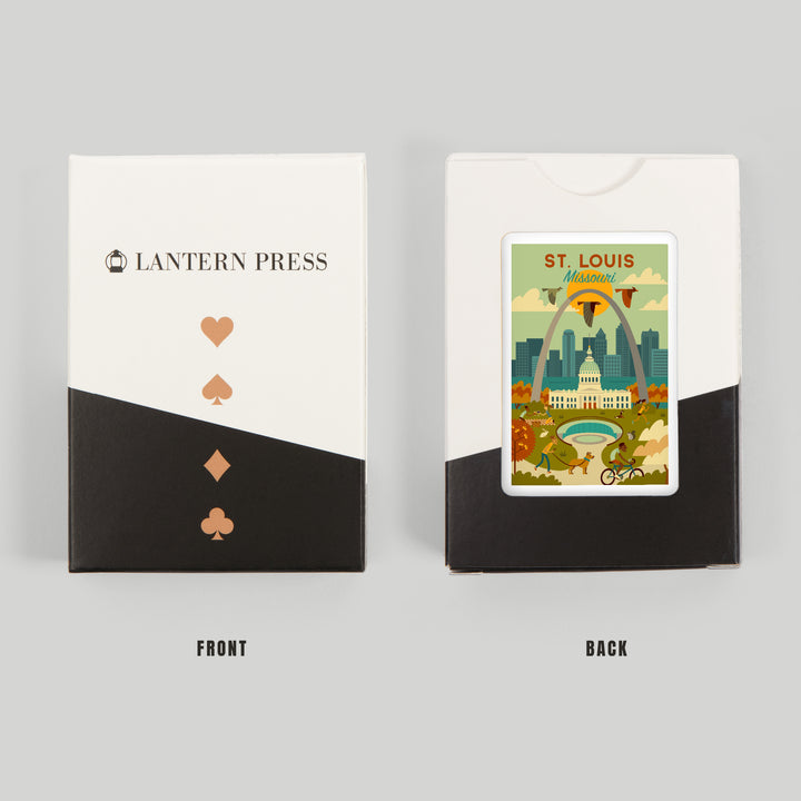 Playing Cards, St. Louis, Missouri, Geometric National Park Series, 52 Card Deck with Jokers in Box, Unique Art