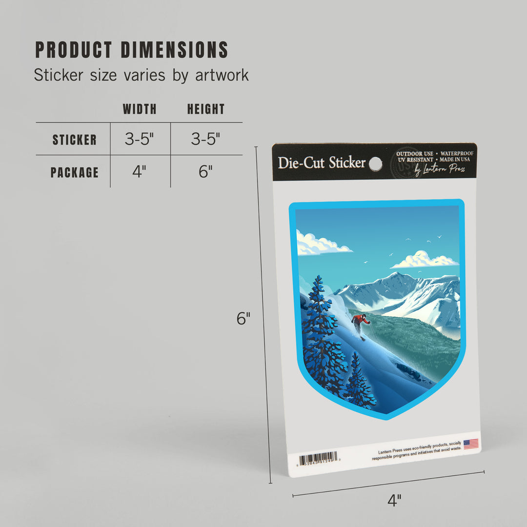 Lithograph, Downhill Skier, Vinyl Sticker