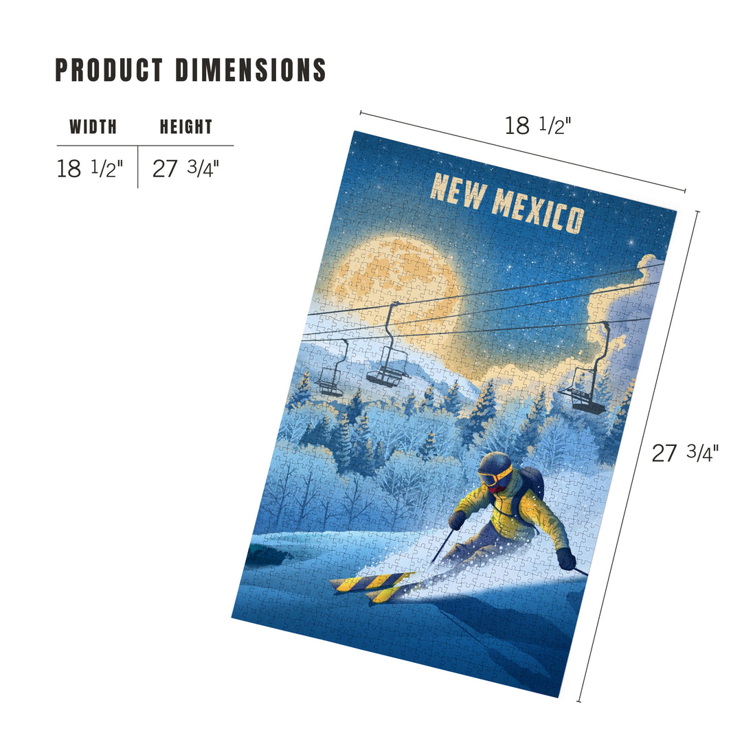 New Mexico, Lithograph, Night Ski, 1000 Piece Jigsaw Puzzle