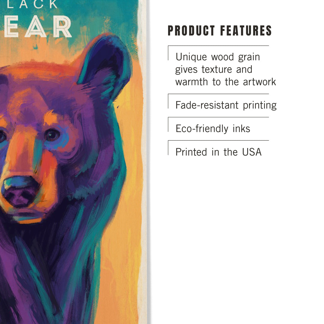 Black Bear, Vivid Series, Wood Sign and Postcards