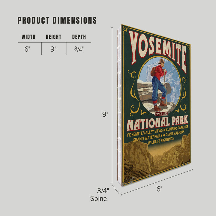 Lined 6x9 Journal, Yosemite National Park, California, Half Dome Vintage Sign, Lay Flat, 193 Pages, FSC paper
