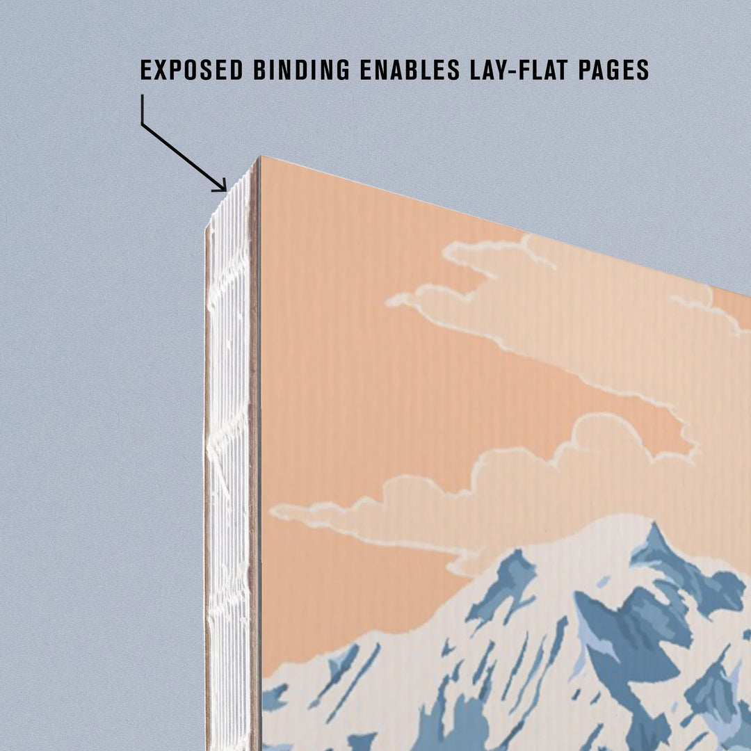 Lined 6x9 Journal, Denali National Park, Alaska, Moose and Mountains, Lay Flat, 193 Pages, FSC paper