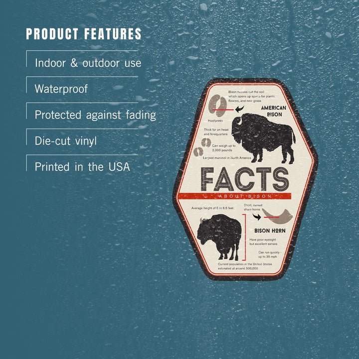 Facts About Bison, Contour, Lantern Press Artwork, Vinyl Sticker Sticker Lantern Press 
